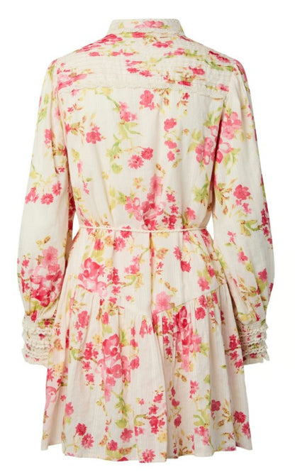 Y.A.S Yassomelli Ls Shirt Dress - Birch Red Flower - Skjortekjole